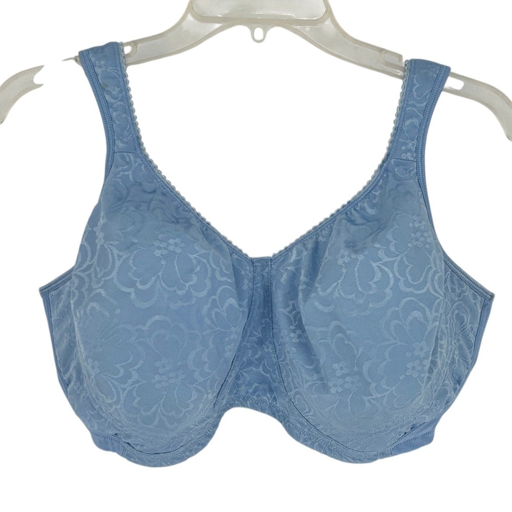 Playtex 18 Hour 4745 Full Coverage Bra 44DDD Blue Floral Jacquard Comfort